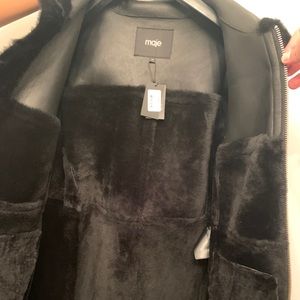 NEW Maje Winter Jacket. GENUINE LEATHER/ REAL FUR